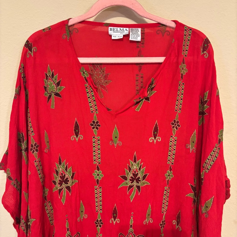 Velma New York Vintage Plus Size Kaftan Boho Tunic Top - Picture 6 of 7
